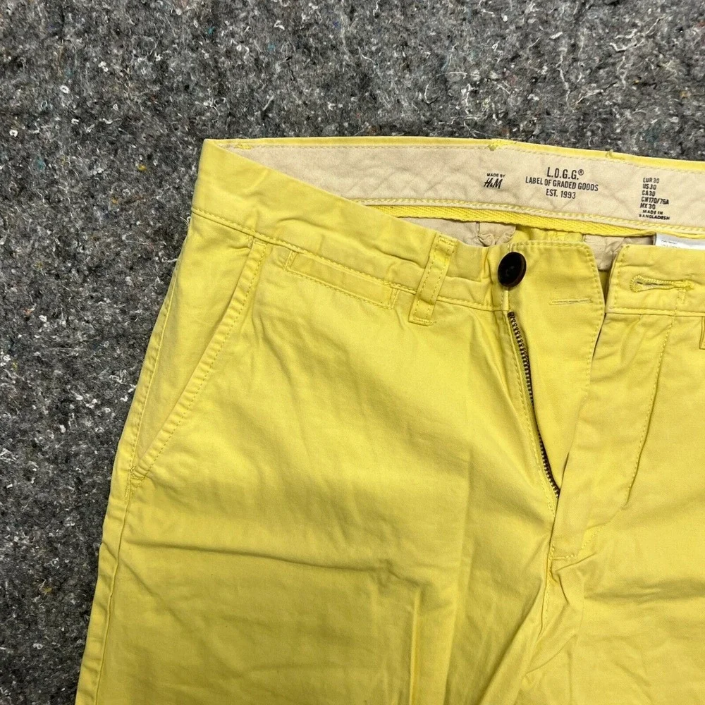 HM LOGG Mens Yellow Chino Shorts Size 30 Regular Fit Cotton‎ Summer Casual